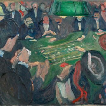 Schilderij getiteld "À la table de roule…" door Edvard Munch, Origineel Kunstwerk, Olie