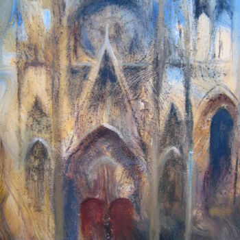 Картина под названием "La cathédrale de Ro…" - Edwige Figura, Подлинное произведение искусства, Акрил Установлен на Деревянн…