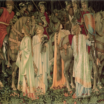 纺织艺术 标题为“L'armement et le dé…” 由Edward Burne-Jones, 原创艺术品, 挂毯