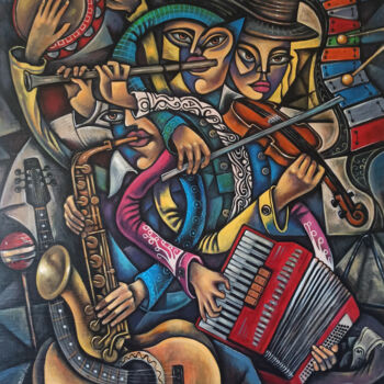 Painting titled "street jazz" by Edward Yov, Original Artwork, Acrylic