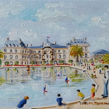 Peinture intitulée "Bassin du jardin du…" par Edwige Mitterrand Delahaye, Œuvre d'art originale, Huile Monté sur Châssis en…