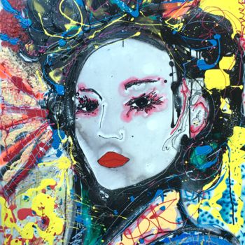 Painting titled "Minami Yuka 2017" by Edwige Col, Original Artwork, Acrylic