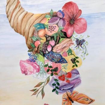 Peinture intitulée "Corne d’abondance" par Edwige Hachimi, Œuvre d'art originale, Acrylique