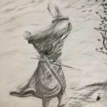 Peinture intitulée "Samouraï" par Edwige Hachimi, Œuvre d'art originale, Crayon