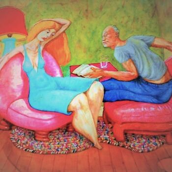 Картина под названием "The Conversation be…" - Edwin Loftus, Подлинное произведение искусства, Масло