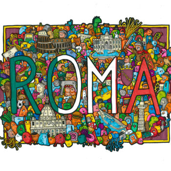 Drawing titled "Roma" by Patrizio Genna, Original Artwork, Marker