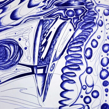 Рисунок под названием "Running rivers of l…" - Eeyatus, Подлинное произведение искусства, Шариковая ручка