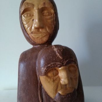 Sculpture titled "Il Druido e il Sold…" by L'Uomo Del Legno, Original Artwork, Wood