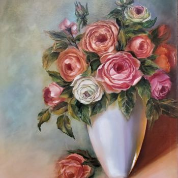 Malerei mit dem Titel "Rosen" von Elena Feist, Original-Kunstwerk, Öl