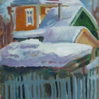 Painting titled "roofs" by Alexei Efimov, Original Artwork
