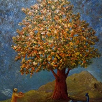 Malarstwo zatytułowany „Сбор райских яблочек” autorstwa Egen Mirochnik, Oryginalna praca, Olej
