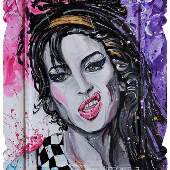 Schilderij getiteld "AMY WINEHOUSE" door Egidio Gariano, Origineel Kunstwerk, Acryl Gemonteerd op Frame voor houten brancard