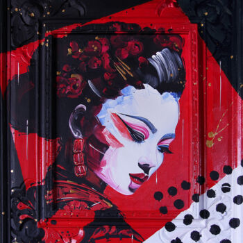 Schilderij getiteld "GEISHA" door Egidio Gariano, Origineel Kunstwerk, Acryl Gemonteerd op Frame voor houten brancard