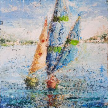 Peinture intitulée "Barche a vela" par Massimo Gozzi, Œuvre d'art originale, Huile Monté sur Châssis en bois