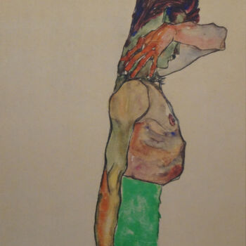 Gravures & estampes intitulée "Madchen (unica oper…" par Egon Schiele, Œuvre d'art originale, Lithographie