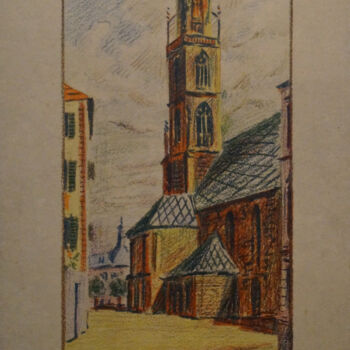 Printmaking titled "Kirche Von Bozen (u…" by Egon Schiele, Original Artwork, Lithography
