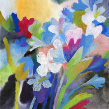 Malerei mit dem Titel "white flowers in a…" von Egor Khodeev, Original-Kunstwerk, Kreide