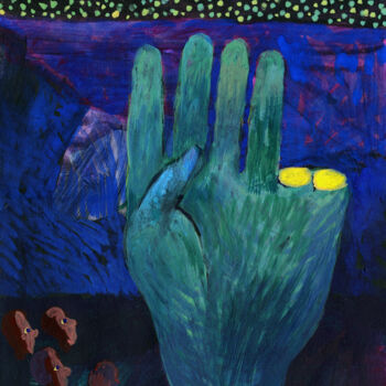 Pintura intitulada "seven fingers" por Egor Khodeev, Obras de arte originais, Têmpera
