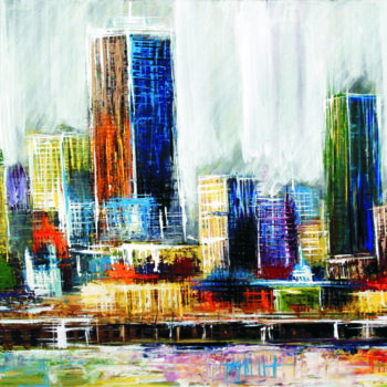 Pintura titulada "downtown-1.jpg" por Eguer, Obra de arte original, Acrílico