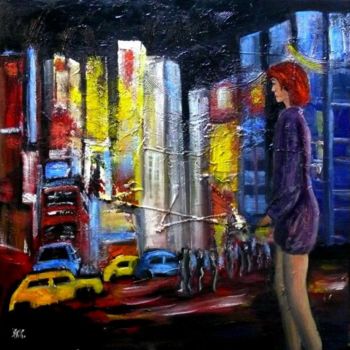 Painting titled "Folie urbaine" by Emc Eguimendia, Original Artwork, Oil