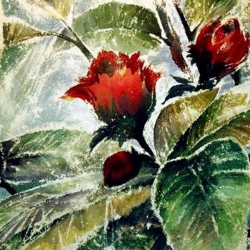 Painting titled "red roses" by Ehab Lotfi, Original Artwork, Oil