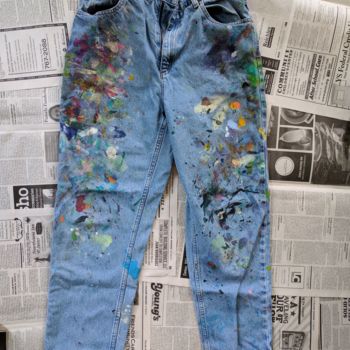Malerei mit dem Titel "Jeans # 7 B" von Oberlin The Artist, Original-Kunstwerk, Acryl