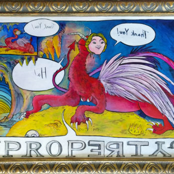 「Property」というタイトルの絵画 Oberlin The Artistによって, オリジナルのアートワーク, アクリル ウッドストレッチャーフレームにマウント