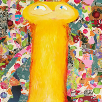 Peinture intitulée "Feline to Dine" par Oberlin The Artist, Œuvre d'art originale, Acrylique Monté sur Autre panneau rigide