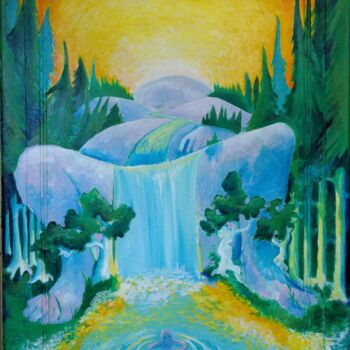 Painting titled "Weird River Dream" by Oberlin The Artist, Original Artwork, Oil