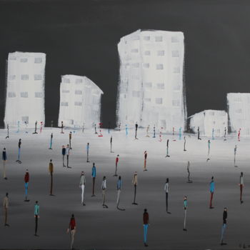Pintura titulada "Crowd" por Filip Łoziński, Obra de arte original, Oleo