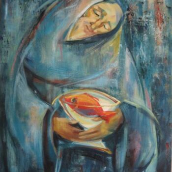Painting titled "Хранитель" by Ekaterina Abramova, Original Artwork