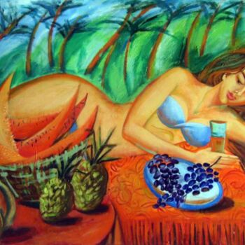Schilderij getiteld "Оранжевый отдых" door Ekaterina Abramova, Origineel Kunstwerk