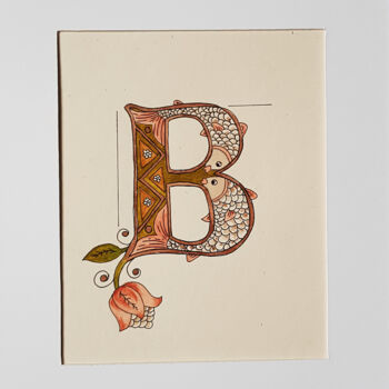 Dessin intitulée "Initial Letter B, M…" par Ekaterina Andreeva, Œuvre d'art originale, Aquarelle