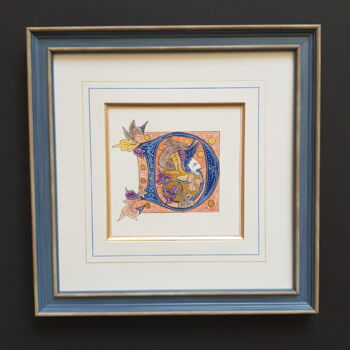 Painting titled "Framed initial lett…" by Ekaterina Andreeva, Original Artwork, Watercolor Mounted on Plexiglass
