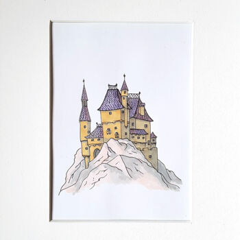 Zeichnungen mit dem Titel "Castle in the mount…" von Ekaterina Andreeva, Original-Kunstwerk, Marker
