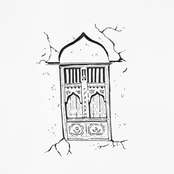 Dessin intitulée "Moroccan window at…" par Ekaterina Andreeva, Œuvre d'art originale, Marqueur