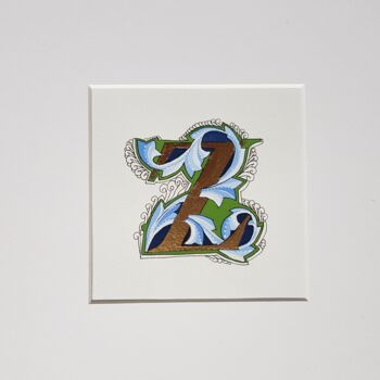 Картина под названием "Initial Letter Z, B…" - Ekaterina Andreeva, Подлинное произведение искусства, Гуашь