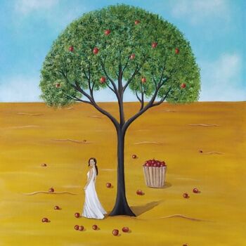 Peinture intitulée "Женщина и пустыня -…" par Ekaterina Bespolova, Œuvre d'art originale, Acrylique Monté sur Autre panneau…