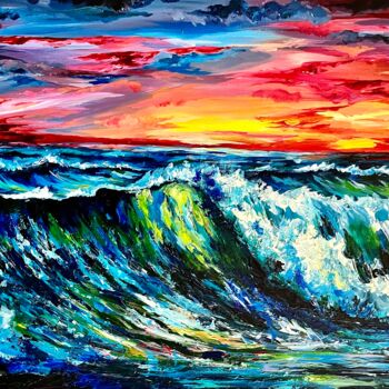 Pittura intitolato "Sunset" da Ekaterina Chernenko, Opera d'arte originale, Acrilico