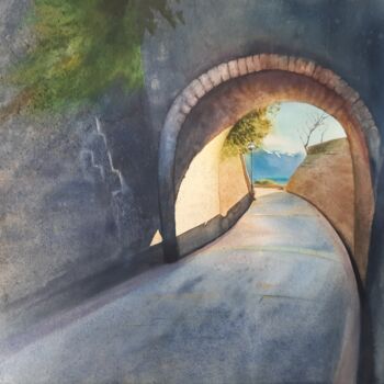 Malerei mit dem Titel "Light ahead" von Ekaterina Dushakova, Original-Kunstwerk, Aquarell