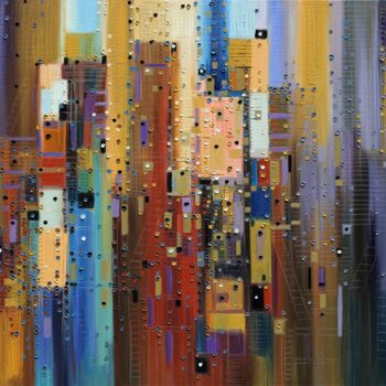 Painting titled "Center City" by Ekaterina Ermilkina, Original Artwork, Oil