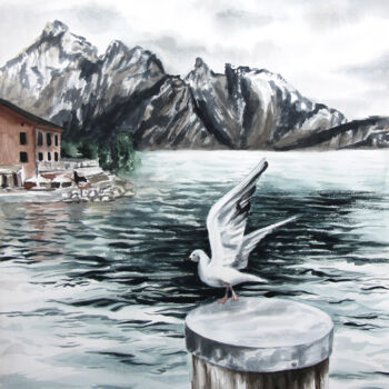 Pintura intitulada ""The seagull" Origi…" por Ekaterina Gamzaeva, Obras de arte originais, Aquarela