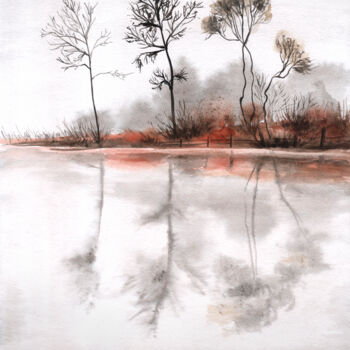 Peinture intitulée "Loch Ard" par Ekaterina Gamzaeva, Œuvre d'art originale, Aquarelle