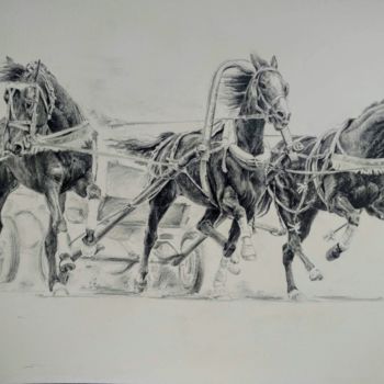 Dessin intitulée "Troyka" par Ekaterina Gerasimova, Œuvre d'art originale, Crayon