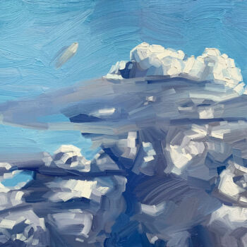 Painting titled "Clouds No.2" by Ekaterina Glazkova, Original Artwork, Oil Mounted on Wood Stretcher frame
