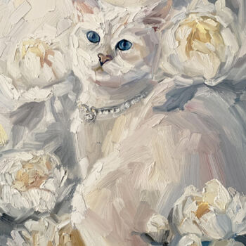 Painting titled "Furry tenderness" by Ekaterina Glazkova, Original Artwork, Oil