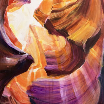 Malerei mit dem Titel "Sun in curves" von Ekaterina Glazkova, Original-Kunstwerk, Acryl