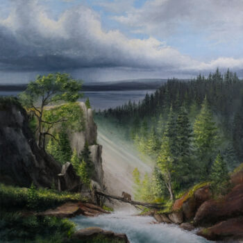 Painting titled "После дождя" by Ekaterina Kalinina, Original Artwork, Oil
