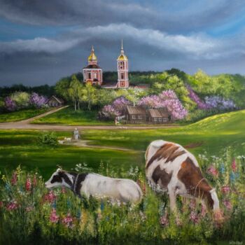 Painting titled "Суздаль" by Ekaterina Kalinina, Original Artwork, Oil