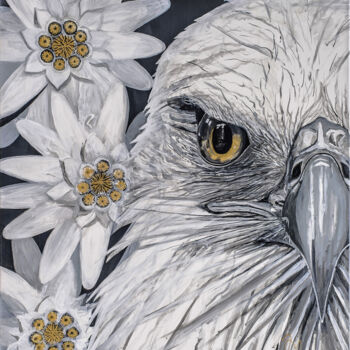 Malarstwo zatytułowany „Big love. Eagle” autorstwa Ekaterina Khovanskaya, Oryginalna praca, Akryl Zamontowany na Drewniana r…